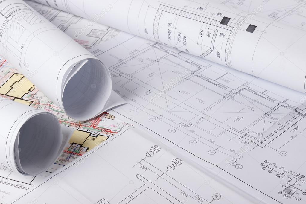 Architectural blueprints and blueprint rolls