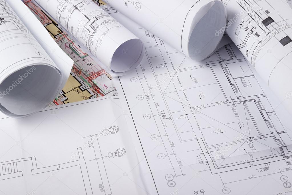 Architectural blueprints and blueprint rolls