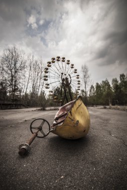 Ferris wheel in amusement park in Pripyat clipart