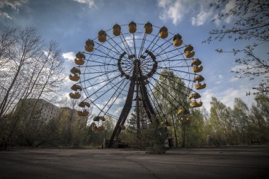 Ferris wheel in amusement park in Pripyat clipart