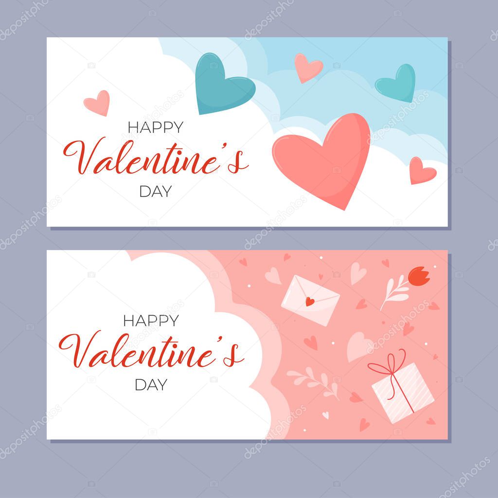 Template for postcard or banner for Valentine's Day. Vector illustration