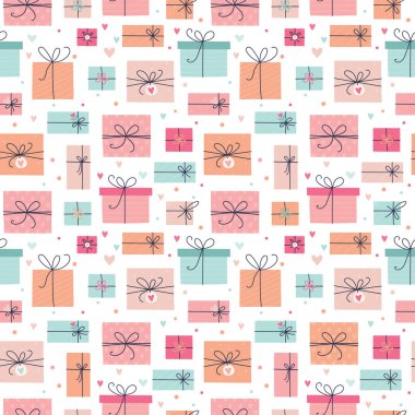 Sevgililer Günü için hediyeleri olan kusursuz bir desen. Vektör