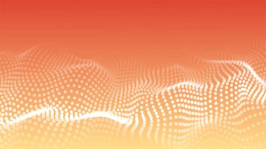 Renkli müzik ses dalgası. Parçacıkların soyut geleceksel arkaplanı. Teknoloji dinamik noktaları arka planda. Büyük veri görselleştirmesi.