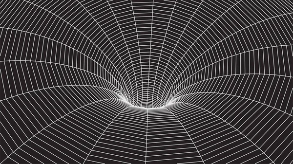 Tunnel Filaire Technologique Sur Fond Noir Grille Futuriste — Image vectorielle