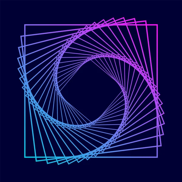 Espiral Color Retorcido Forma Cuadrada Wireframe Líneas Tecnológicas Elemento Gráfico — Archivo Imágenes Vectoriales