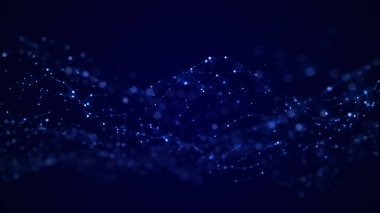 Soyut fütüristik geçmiş. Büyük veri görselleştirmesi. Parçacıkların dijital dinamik dalgası. 3B görüntüleme.