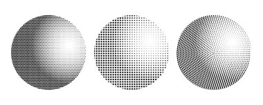 Yarım tonluk bir daire. Klasik gradyan noktalar arkaplanı. Siyah parçacıklarla soyut doku.