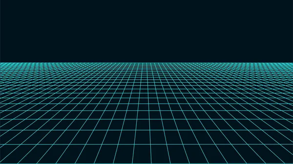 Абстрактная Перспективная Сетка Пейзаж Wireframe Векторная Иллюстрация — стоковый вектор