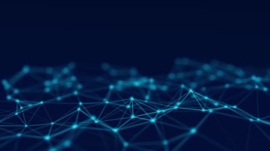 Dijital dinamik dalga. Noktaları ve çizgileri olan soyut fütüristik arka plan. Büyük veri görselleştirmesi. 3B görüntüleme.