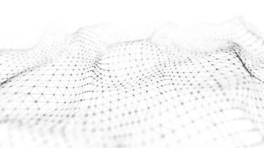 Soyut fütüristik geçmiş. Büyük veri görselleştirmesi. Parçacıkların dinamik dalgası. 3B görüntüleme.