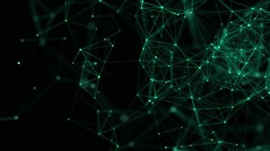 Noktalı ve çizgili soyut bilim geçmişi. Ağ bağlantısı yapısı. Siber uzayda büyük veri aktarımı. 3d oluşturma.