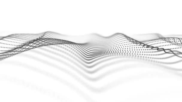 抽象未来的背景 ビッグデータ可視化 粒子の動的波 3Dレンダリング — ストック動画