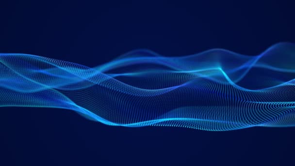 抽象未来的背景 ビッグデータ可視化 粒子の動的波 3Dレンダリング — ストック動画
