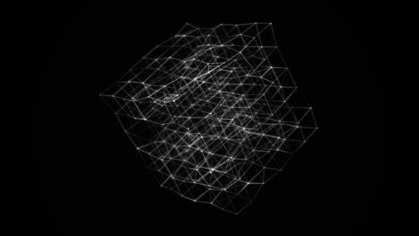 Cubo Alambre Abstracto Concepto Blockchain Digital Fondo Azul Futurista Con — Vídeos de Stock