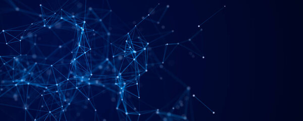 Структура сетевого соединения. Цифровой фон с точками и линиями. Большая визуализация данных. 3D рендеринг.