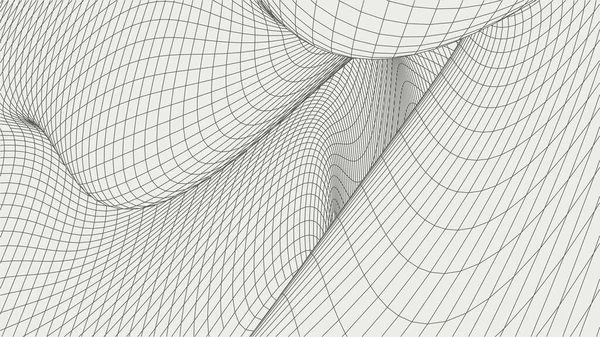 Cuadrícula Curva Abstracta Paisaje Wireframe Ilustración Arquitectura Vectorial — Archivo Imágenes Vectoriales