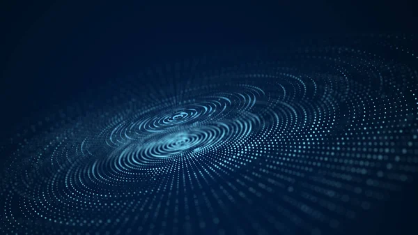 抽象技術サークル波 粒子の流れ ビッグデータ転送の可視化 3Dレンダリング — ストック写真