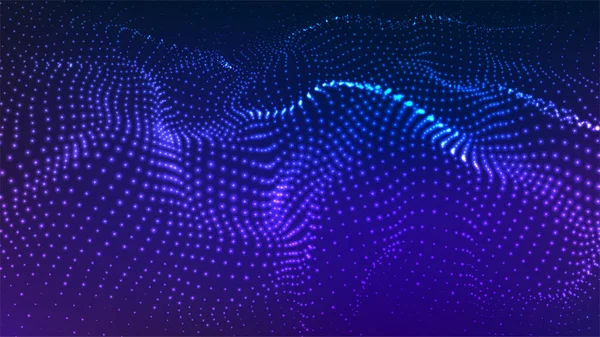 粒子のデジタル動的波 ベクトル抽象青未来的背景 ビッグデータ可視化 — ストックベクタ
