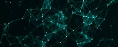 Ağ bağlantısı yapısı. Noktalı ve çizgili dijital arkaplan. Büyük veri görselleştirmesi. 3B görüntüleme.