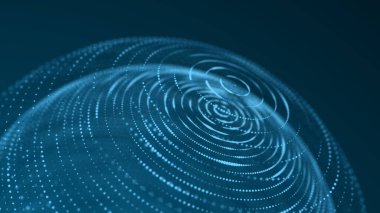 Noktaları birleştiren teknoloji küresi. Dijital soyut ağ yapısı. 3B görüntüleme.