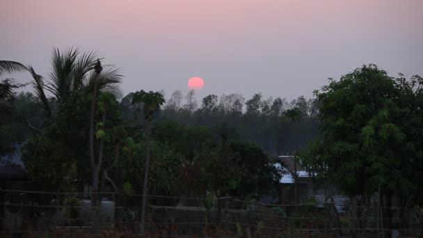 Puesta de sol en la zona rural de Tailandia — Vídeo de stock