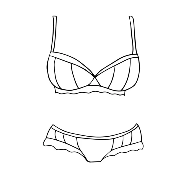 女式泳衣的素描 胸罩和内裤B — 图库矢量图片