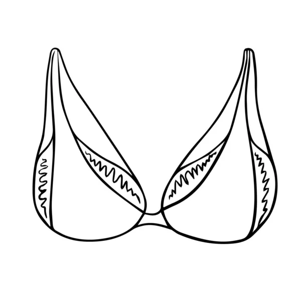 Schizzo Reggiseno Donna Vector Delinea Elemento Design Stile Doodle — Vettoriale Stock