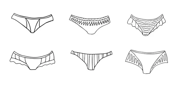 收集妇女内裤 涂鸦的例子 矢量概述设计的要素 — 图库矢量图片