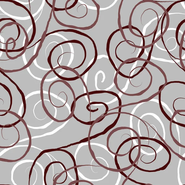 Beige Maroon White Swirls Gray Background Vector Seamless Pattern Design — Stock Vector