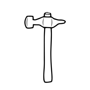 Çekiç çizimi. Bahçe aleti. Tasarım için vektör özet ögesi.