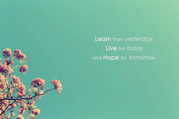 Inspirational Typographic Quote - Learn from yesterday, Live for — Stock Photo, Image