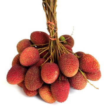 Lychee. taze lychees beyaz arka plan üzerinde izole demet 