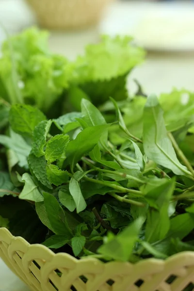 Basket of green vegetable — Stock Photo, Image