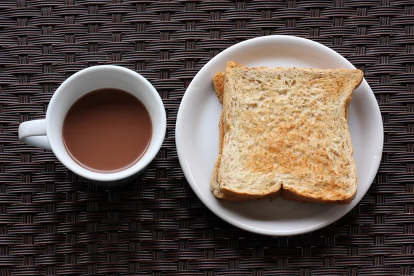 Toast and cup of hot cocoa — Stock Photo, Image