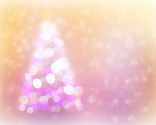 Intreepupil abstract kerstboom licht bokeh en sneeuw pagina — Stockfoto