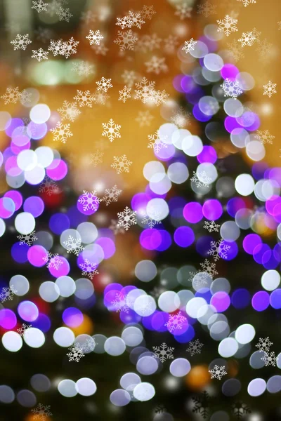 Ufuk soyut ışık bokeh Noel ağacı üzerinde — Stok fotoğraf