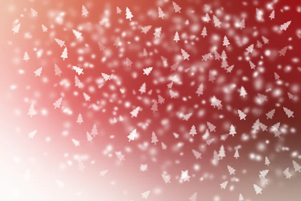 Abstract white snow and christmas tree on red background. — Stock Photo, Image