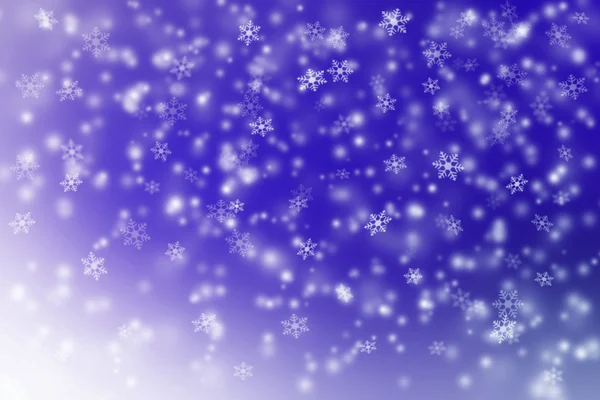 Snow falling on blue and white background. — Stock Photo, Image