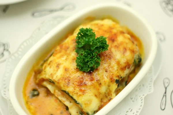 Baked Spinach with Cheese. — Stock Photo, Image