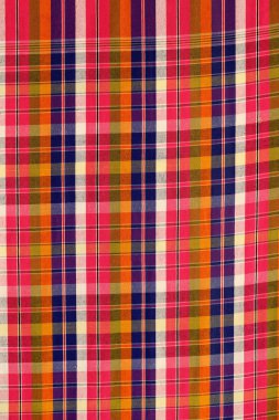 Renkli ekose desenli kumaş dokusuna.
