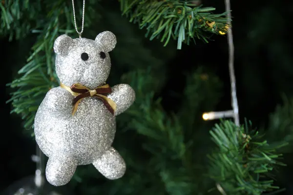 Christmas decorations hanging on christmas tree. — Stock Photo, Image