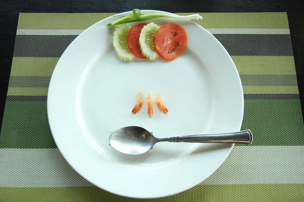 Empty plate of fried rice eaten. — Stock Photo, Image