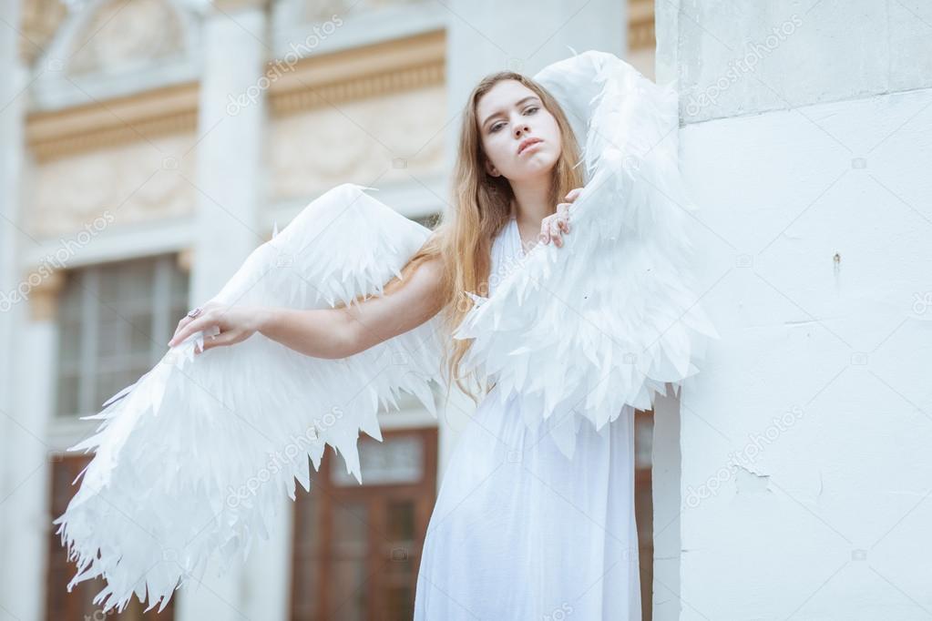 sad angel girl stock