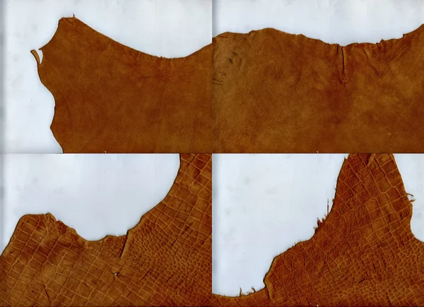 Postrzępionymi krawędziami brązowy skórzany tekstura — Zdjęcie stockowe