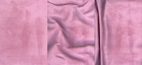 Set di texture in pelle scamosciata rosa — Foto Stock