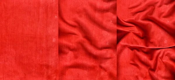 Set of red striped suede leather textures — Stock Photo, Image