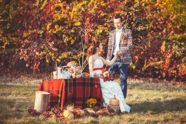 The groom holds the bride's hand — Stock Photo, Image