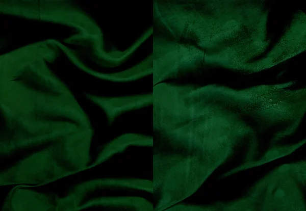 Set of rumpled dark emerald suede leather textures — Stock Photo, Image