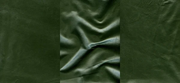 Set of  dark lime green leather textures — Stock Photo, Image