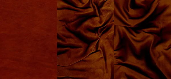 Set of very dark red suede leather textures — Stock Photo, Image